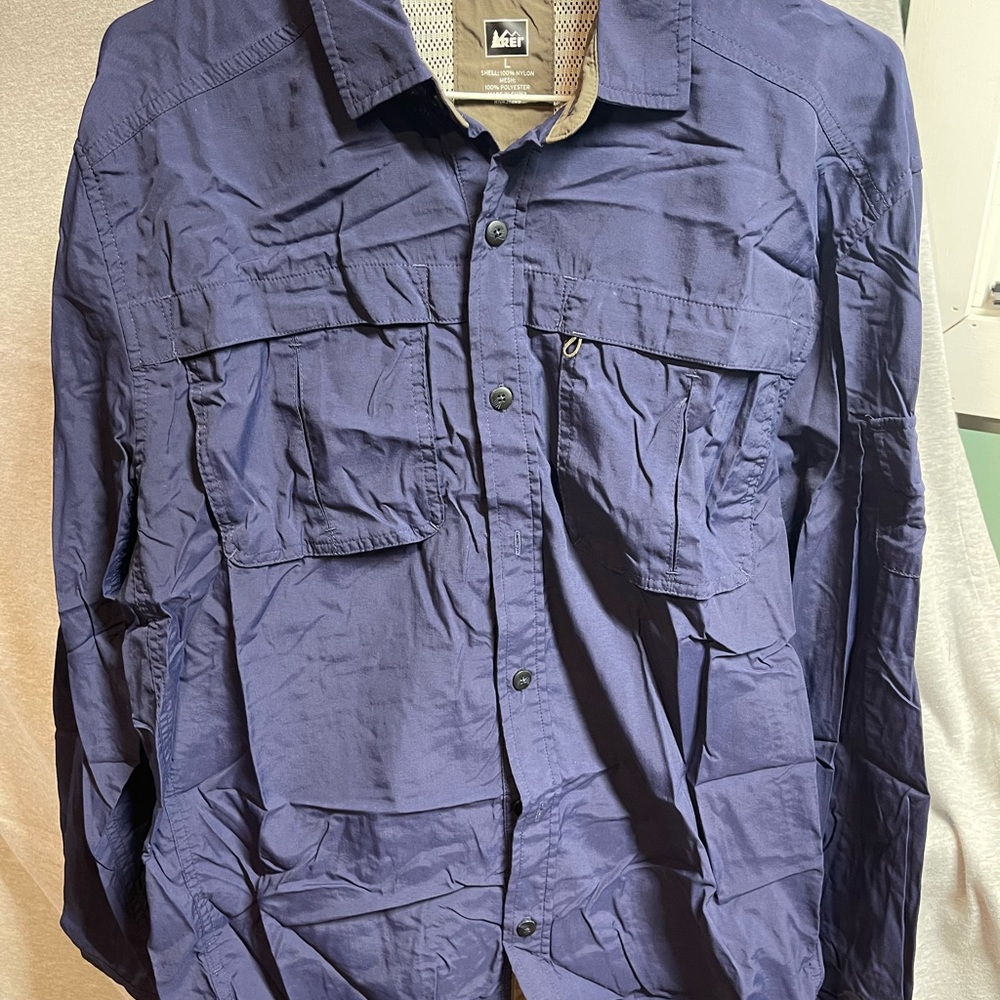 REI Men's Deep Blue Casual Button Down Shirt